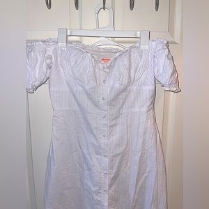 Showpo off the shoulder white cotton dress